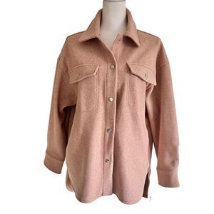 Zara Soft Over Shirt Shacket Pink Medium